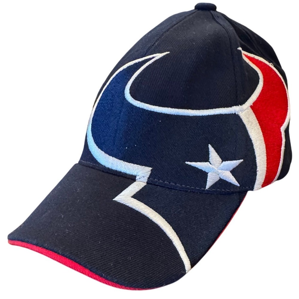 Reebok Houston Texans NFL Youth Stretch Fit Hat Navy Blue Red Embroidered Cap